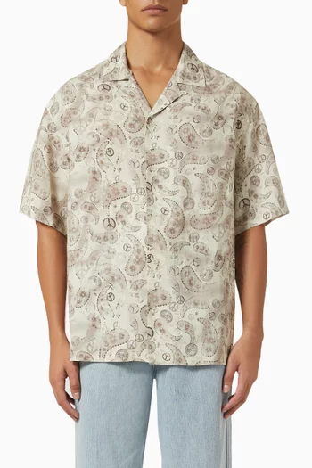 Paisley-print Bowling Shirt in Viscose-blend