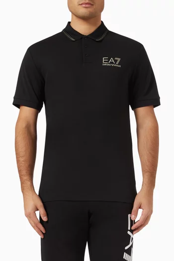 EA7 Logo Polo Shirt in Viscose Jersey