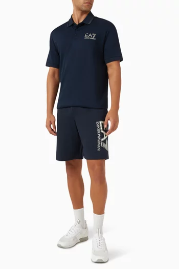 EA7 Logo Polo Shirt in Viscose Jersey
