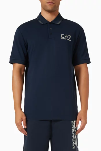 EA7 Logo Polo Shirt in Viscose Jersey