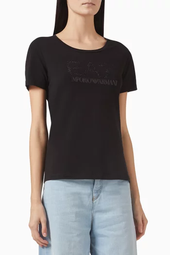 تي شيرت مطرز بشعار الماركة قطن جيرسيه