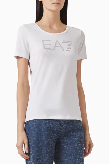 Embellished Logo T-shirt in Cotton Jersey