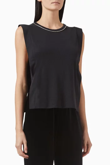 Precious Embellished Tank Top in Cotton Jersey