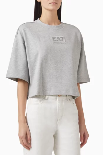 EA7 Crystal-embellished T-shirt in Jersey