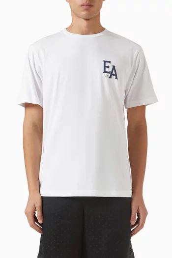 تي شيرت بطبعة شعار الماركة ورمز السلام قطن