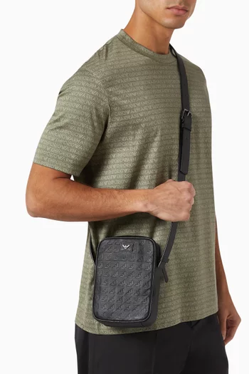 Tech Case in Embossed Eagle-print Leather
