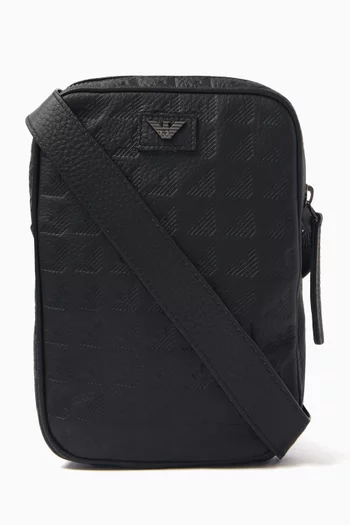 Tech Case in Embossed Eagle-print Leather
