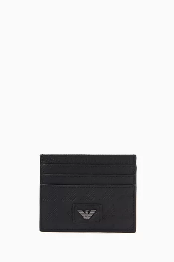 Metal Eagle Cardholder in Embossed Leather