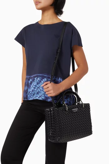 Small MyEA Shopper Bag in Interwoven Leather