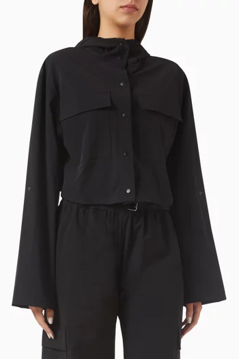 x Mona Kattan Ava Cropped Jacket in Stretch-nylon