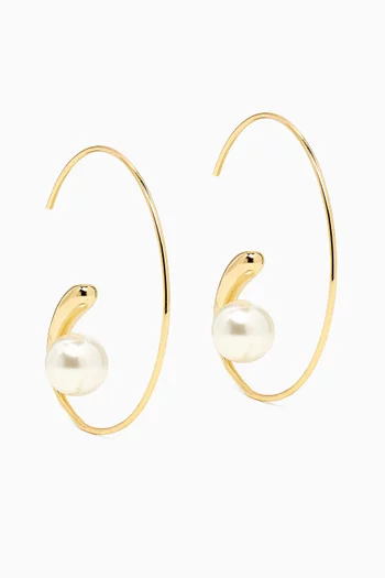 Jemima Freshwater Pearl Hoop Earrings in 18kt Gold-plated Vermeil
