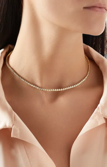 قلادة تنس بحلي مستديرة فضة إسترلينية مطلية ذهب عيار 14