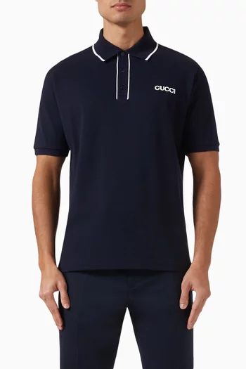 Embroidered Polo Shirt in Cotton-piqué