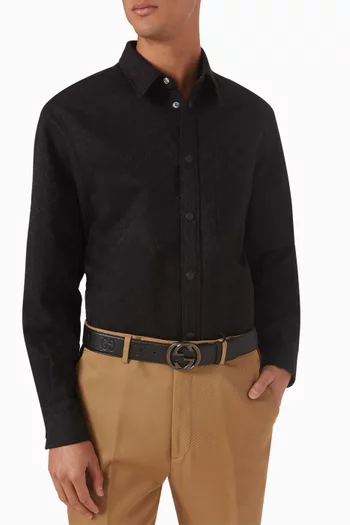 Interlocking G Belt in GG Grainy Leather, 40mm