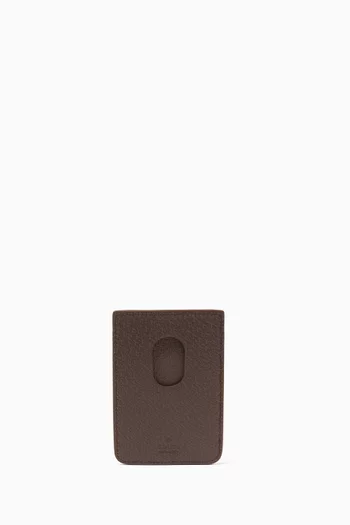GG Magnetic Card Case in Coated-canvas & Leather