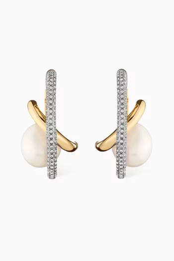 Waverly Pavé Earrings in 12kt Gold and Silver-plated Brass