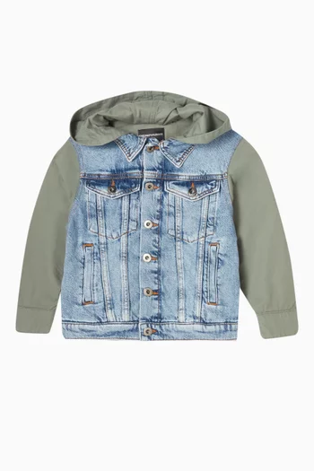 Buttoned-down Hoodie Jacket in Denim