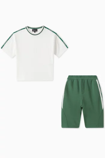 Logo Tape T-shirt & Shorts Set in Cotton-jersey