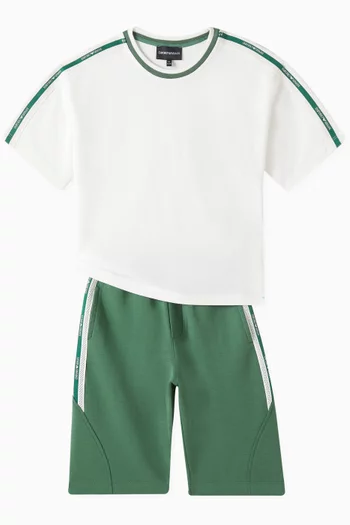 Logo Tape T-shirt & Shorts Set in Cotton-jersey