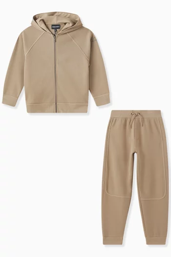 EA Logo-embroidered Tracksuit Set in Cotton Blend