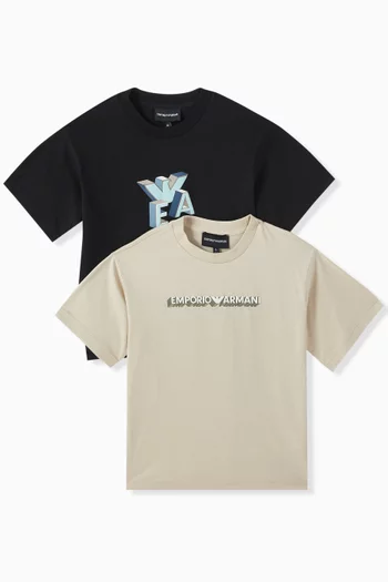 Logo T-shirts in Cotton, Set of 2