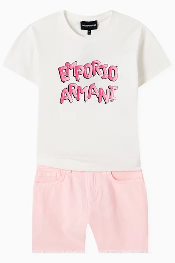 Fringed-hem Shorts in Denim