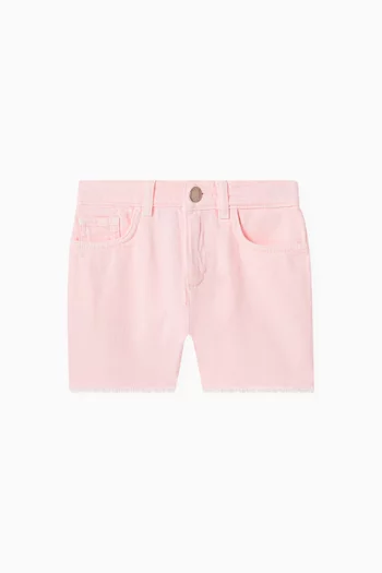 Fringed-hem Shorts in Denim