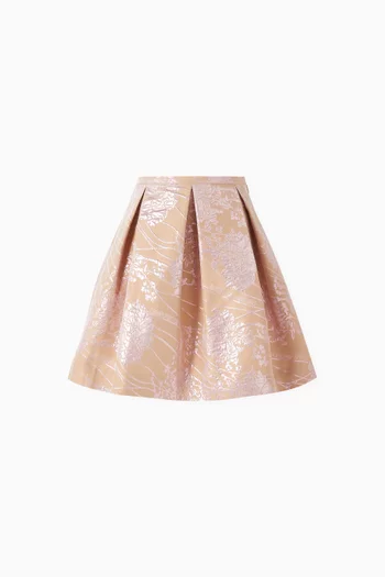 Floral Pleated Skirt in Jacquard