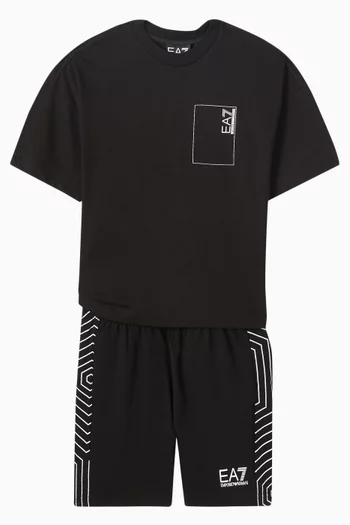 EA7 Tape-print Shorts