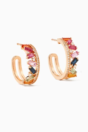 Noor Diamonds & Sapphire Earrings in 18kt Rose Gold