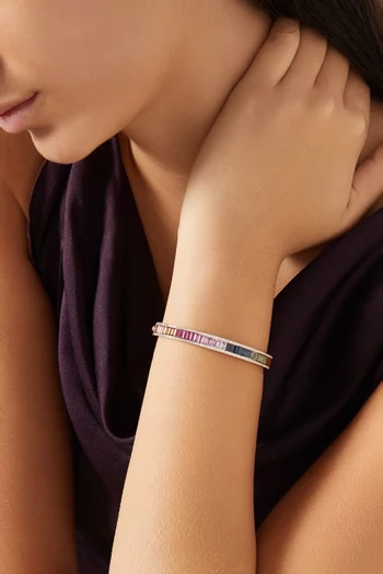 سوار نور مرصع بماس وياقوت ذهب وردي عيار 18