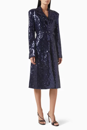 A-line Coat Sequin-embellished Maxi Dress