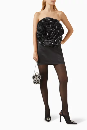 Big Flower Mini Dress in Satin