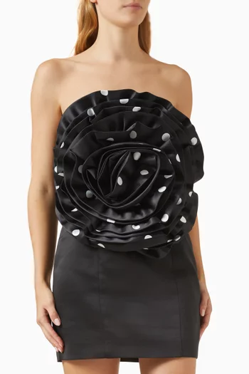 Big Flower Mini Dress in Satin