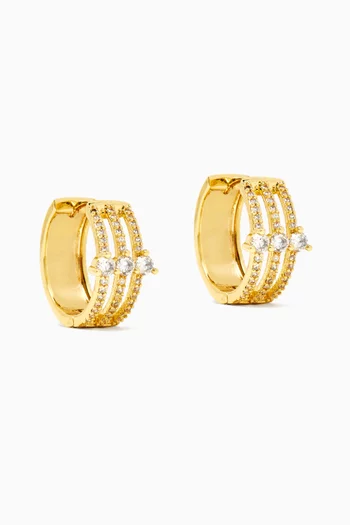 Round CZ Hoop Earrings in Gold-plated Brass