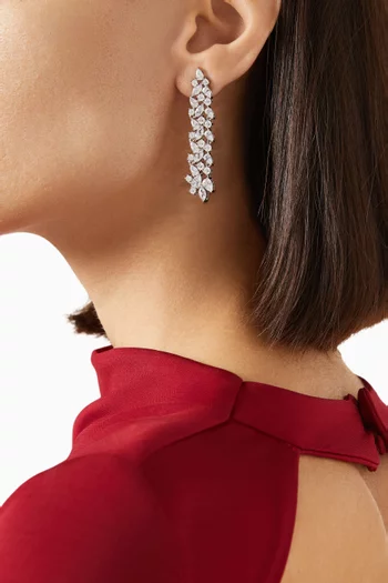 أقراط متدلية مرصعة بأحجار ماركيز بتصميم كمثري ومستديرة نحاس مطلي روديوم