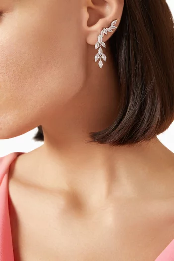 أقراط فاين مرصعة بأحجار زركونيا بتصميم ماركيز نحاس مطلي روديوم