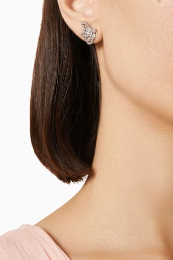 أقراط بتصميم فراشة مرصعة بأحجار زركونيا بأشكال متنوعة نحاس مطلي روديوم