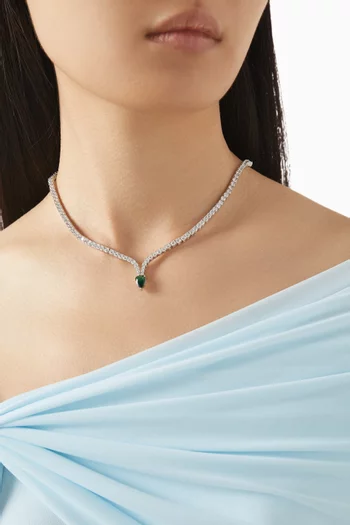 قلادة رقبة بحلية مدببة بتصميم كمثرى مرصعة بأحجار زركونيا مكعبة نحاس مطلي بالروديوم