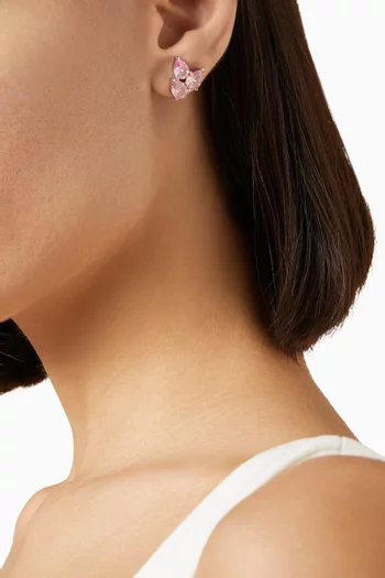 أقراط مرصعة بثلاثة أحجار زركونيا بتصميم كمثرى نحاس مطلي روديوم