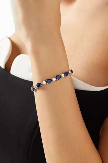 Pear CZ Tennis Bracelet in Rhodium-plated Brass