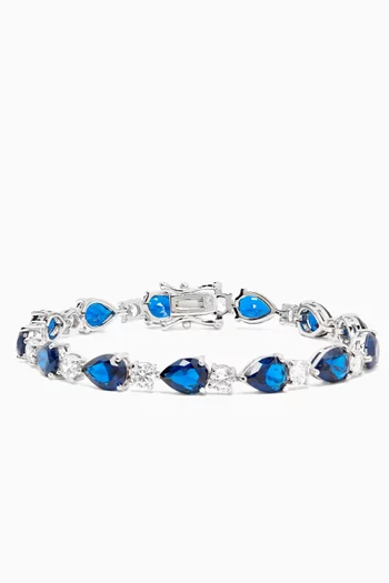 Pear CZ Tennis Bracelet in Rhodium-plated Brass
