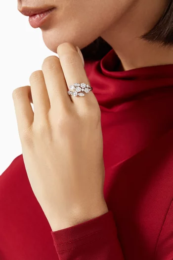 خاتم بتصميم ملفوف مرصع بأحجار بشكل كمثرى نحاس مطلي بالروديوم