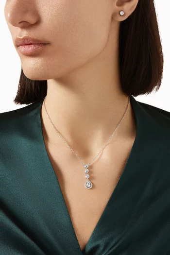 طقم قلادة بدلاية على شكل كمثرى مرصعة بأحجار زركونيا وأقراط نحاس مطلي روديوم