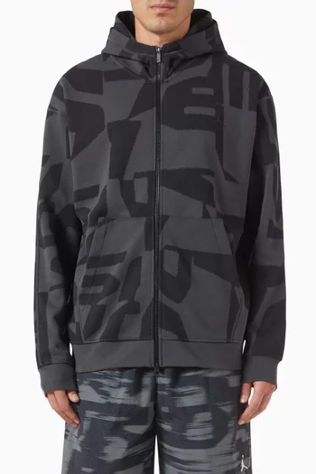 كنزة بغطاء رأس رياضية بسحّاب وتقنية Dri-FIT صوف هوب
