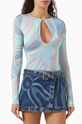 Iride-print Bodysuit in Stretch Lycra