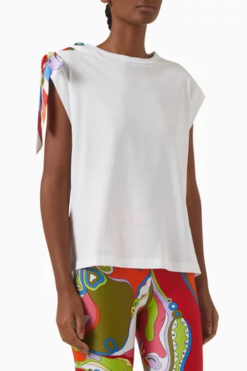 Tie-detail Top in Cotton Jersey