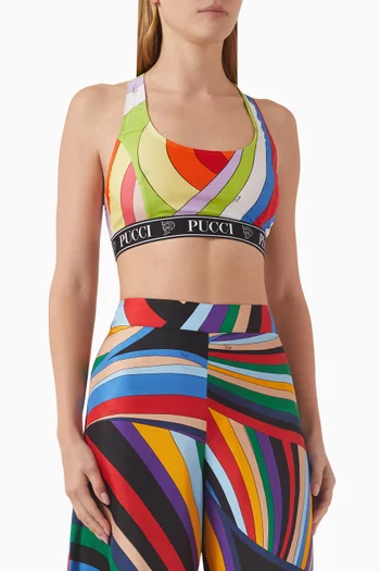 Iride-print Crop Top in Stretch Nylon