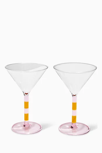 Striped Coupes in Glass, Set of 2