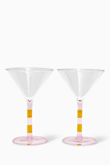 Striped Coupes in Glass, Set of 2